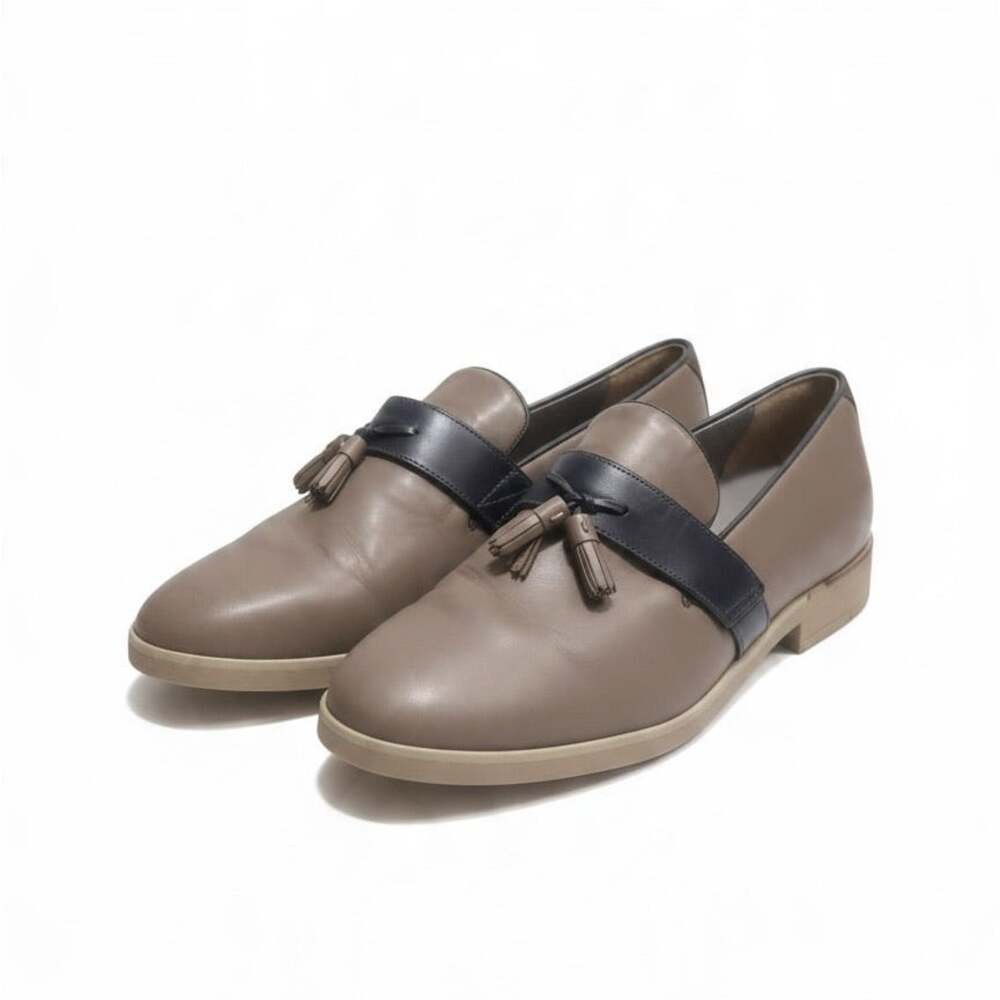 TSUBO Men's Two Tone Taupe and Black Tassel Leather Loafers Size 11.5 NWOB